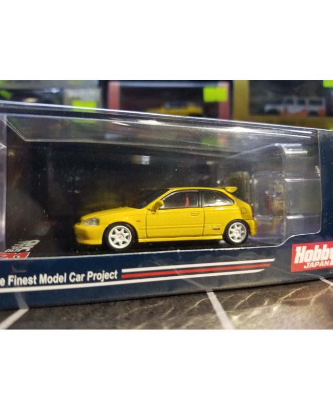 HobbyJAPAN 1/64 Honda CIVIC TYPE R (EK9) with Engine Display Model HJ642016Y : Sunlight Yellow Diecast car model