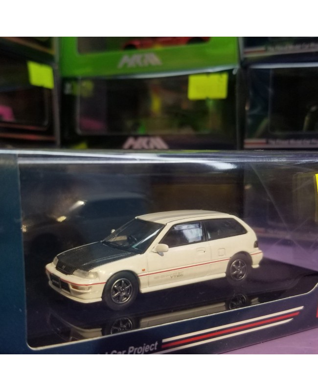 Hobby JAPAN 1/64 Honda CIVIC (EF9) SiR ⅡCustomized Version Carbon Bonnet HJ641031BW: White (Diecast Model)