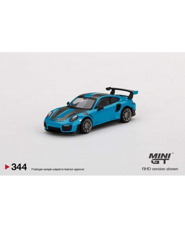 (預訂 Pre-order) Mini GT No.344 Porsche 991 GT2 RS Weissach Package Miami Blue (Diecast Model)