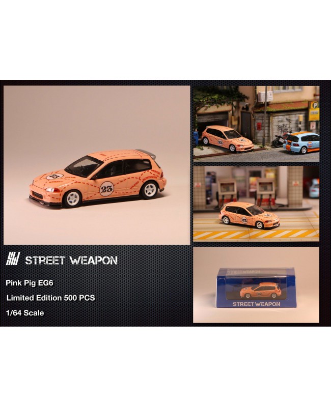(預訂 Pre-order) Street Weapon 1:64 Honda Civic EG6 (Diecast Model) Pink Pig