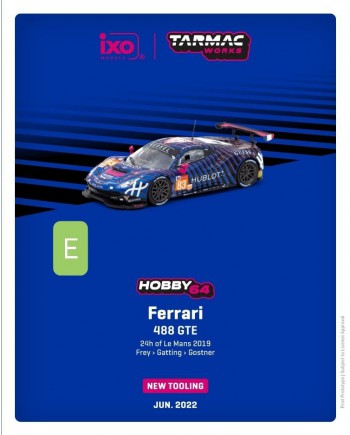 (預訂 Pre-order) Tarmac Works 1/64 (Diecast Model) Ferrari 488 GTE 24h of Le Mans 2019 Frey Gatting Gostner T64-071-19LM83