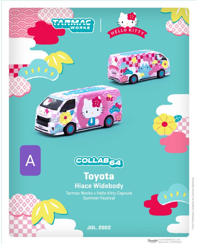 (預訂 Pre-order) Tarmac Works 1/64 Toyota Hiace Widebody Hello Kitty Capsule Summer Festival T64-038-HKSF (Diecast Model)