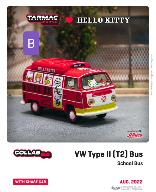 (預訂 Pre-order) Tarmac Works 1/64 VW Type II (T2) Bus Hello Kitty T64S-010-HK (Diecast Model)