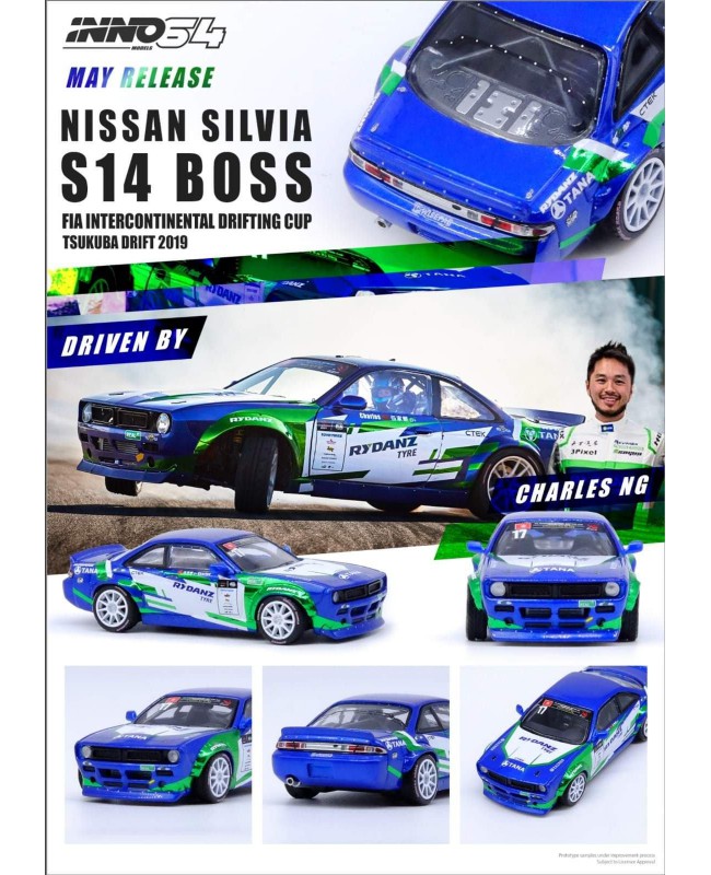 (預訂 Pre-order) Inno64 NISSAN SILVIA S14 BOSS FIA Intercontinental Drifting Cup TSUKUBA 2019 (IN64-S14B-CNG19) (Diecast Model)