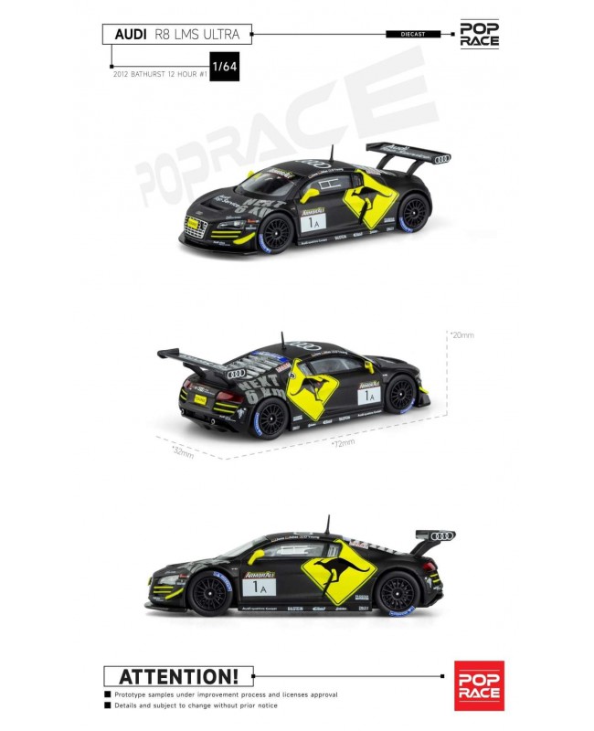 (預訂 Pre-order) Pop Race 1/64 Audi R8 LMS Ultra 2012 Bathurst 12 Hour #1 Diecast car model