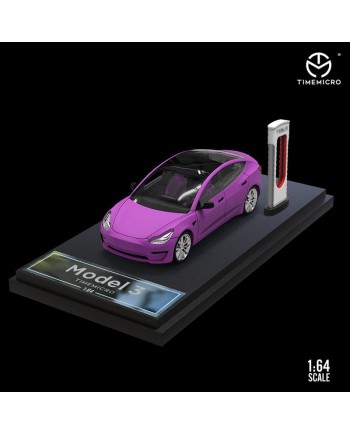(預訂 Pre-order) TimeMicro 1:64 Tesla Model3 磨砂純色塗裝 (Diecast Model) 磨砂紫配件版