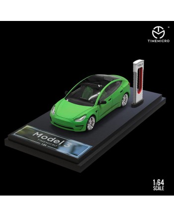 (預訂 Pre-order) TimeMicro 1:64 Tesla Model3 磨砂純色塗裝 (Diecast Model) 磨砂綠配件版