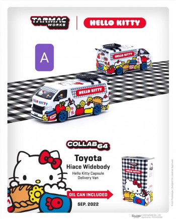 (預訂 Pre-order) Tarmac Works 1:64 Toyota Hiace Widebody Tarmac Works X Hello Kitty Capsule Delivery Van With Hello Kitty Metal Oil Can (T64-038-HKD)