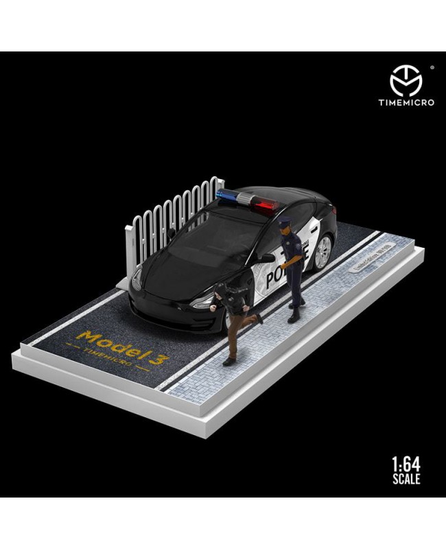 (預訂 Pre-order) TimeMicro 1/64 Tesla Model3 (Diecast car model) 警車限量配件人偶版