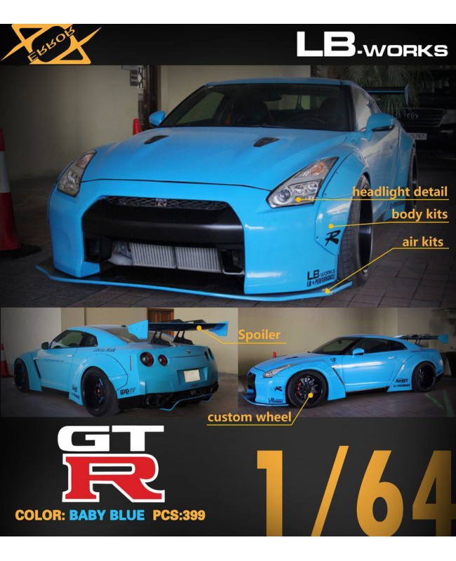 (預訂 Pre-order) 404 Error 1/64 GTR R35 Baby Blue Limited to 399pcs (Resin car model)