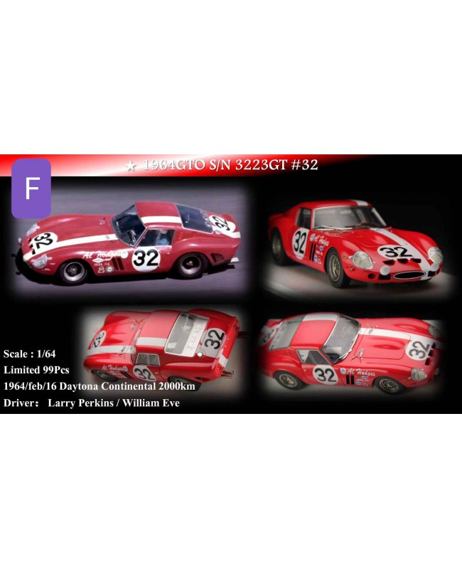 (預訂 Pre-order) MY64 1/64 250GTO (Resin car model) 限量99台 S/N 3223GT紅色32號車