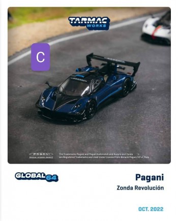(預訂 Pre-order) Tarmac Works 1/64 Pagani Zonda Revolución, Blue Metallic (#T64G-TL016-BL) (Diecast car model)