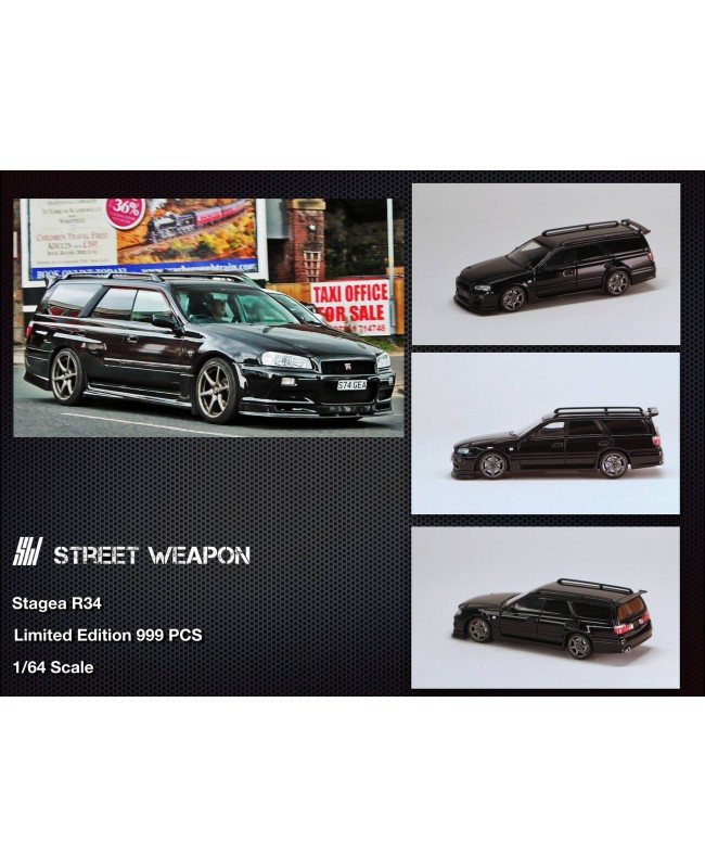 (預訂 Pre-order) Street Weapon 1:64 Stagea R34 “GT-R Wagon” (Diecast car model) Black
