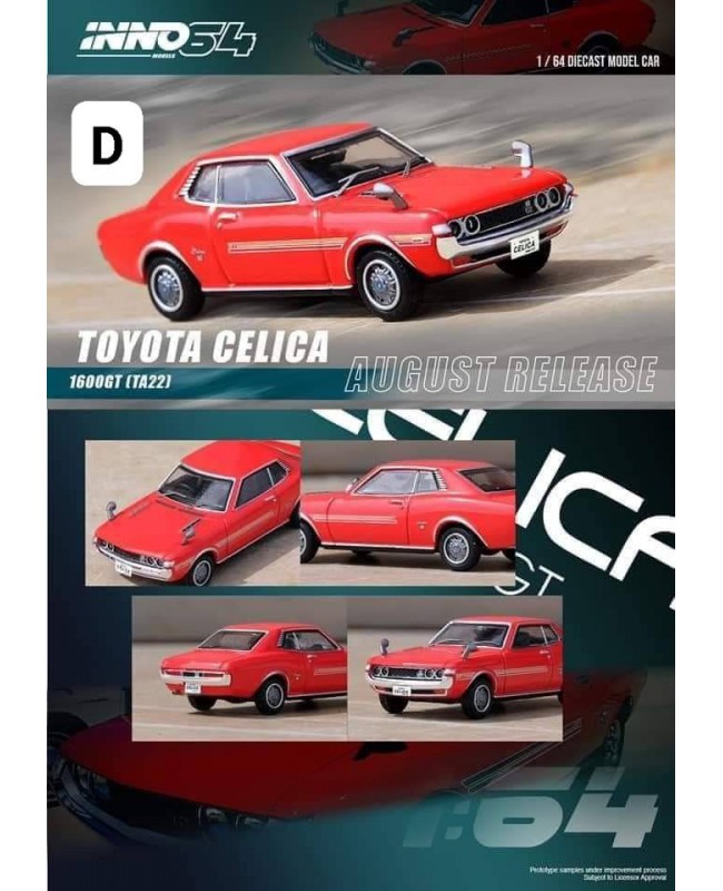 (預訂 Pre-order) Inno64 TOYOTA CELICA 1600 GT (TA22) Red (Diecast car model)