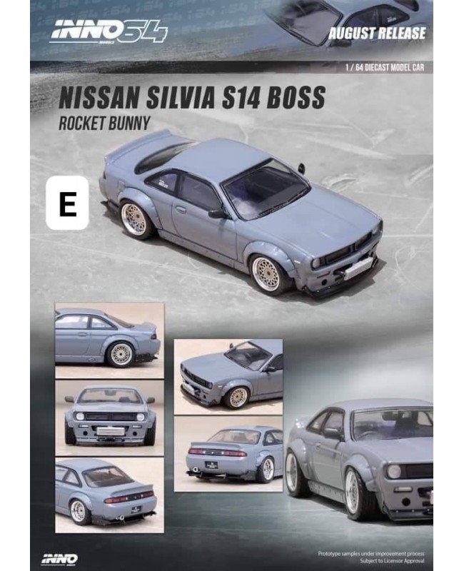 (預訂 Pre-order) Inno64 NISSAN SILVIA  S14 ROCKET BUNNY BOSS AERO Grey (Diecast car model)