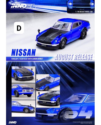 (預訂 Pre-order) Inno64 NISSAN FAIRLADY Z (S30) Blue Metallic With Carbon Hood IN64-240Z-BLU (Diecast car model)