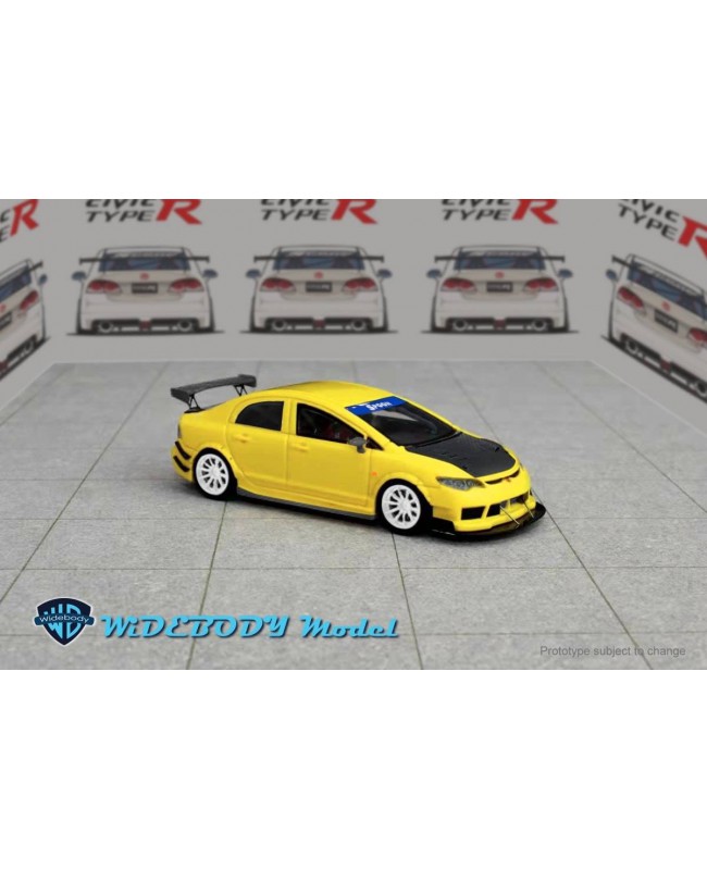 (預訂 Pre-order) Widebody WB 1:64 Civic 8代 FD2 Type R 3代Spoon 改裝 Track Edition 爆改版 (Resin car model) 限量299台 Yellow