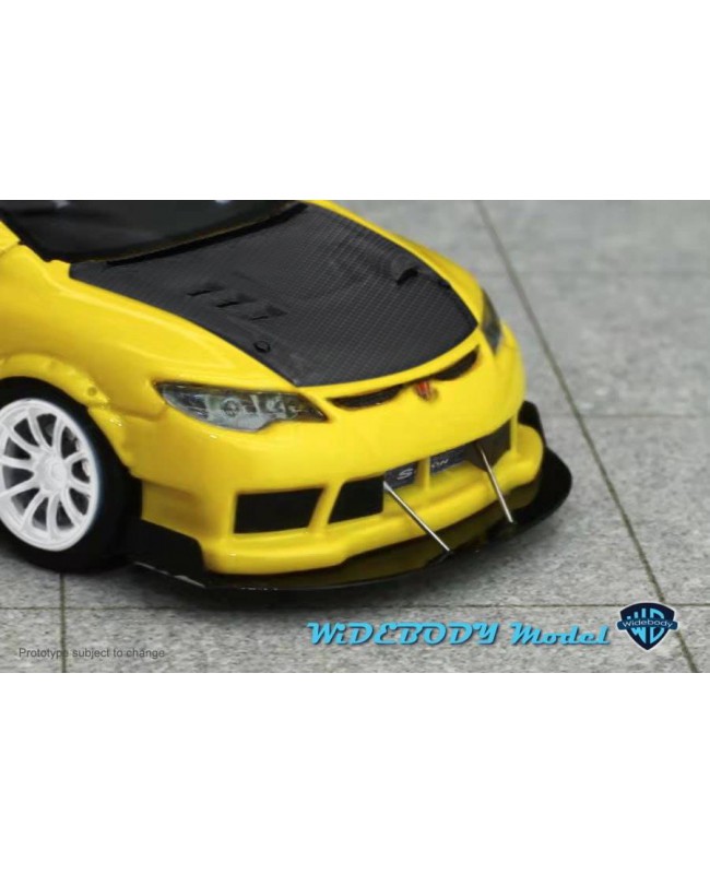 (預訂 Pre-order) Widebody WB 1:64 Civic 8代 FD2 Type R 3代Spoon 改裝 Track Edition 爆改版 (Resin car model) 限量299台 Yellow