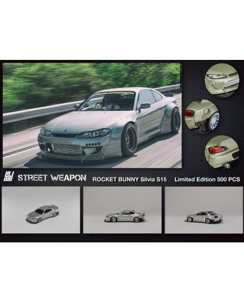 (預訂 Pre-order) Street Weapon 1:64 Nissan Slivia S15 RocketBunny 寬體改裝 (Diecast car model) 限量500台 Silver