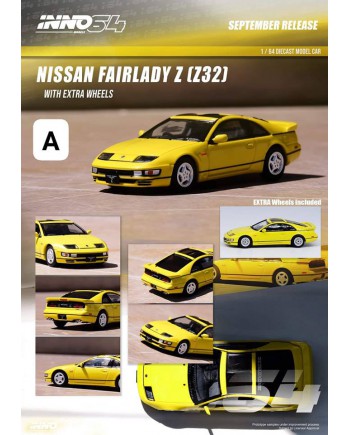 (預訂 Pre-order) Inno64 NISSAN FAIRLADY Z (Z32) Yellow Pearlglow With Extra Wheels
