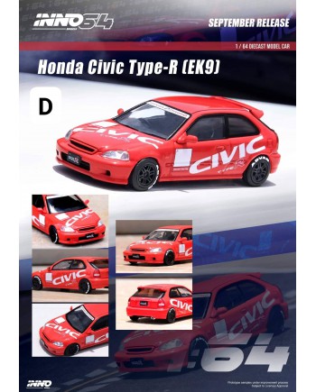 (預訂 Pre-order) Inno64 HONDA CIVIC Type-R (EK9) Red With 