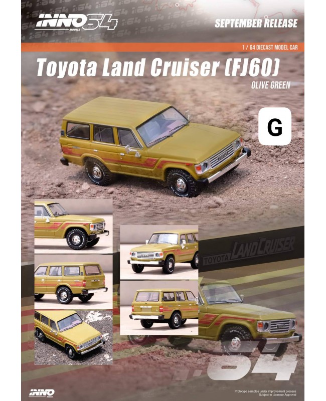 (預訂 Pre-order) Inno64 TOYOTA LAND CRUISER (FJ60) Olive Green (Diecast car model)