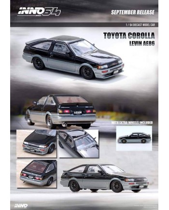 (預訂 Pre-order) Inno64 TOYOTA COROLLA Levin AE86 Black/Grey (Diecast car model)