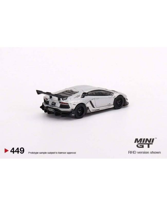 (預訂 Pre-order) Mini GT 1/64 #449 LB★WORKS Lamborghini Aventador Limited Edition Matt Silver (Diecast car model)