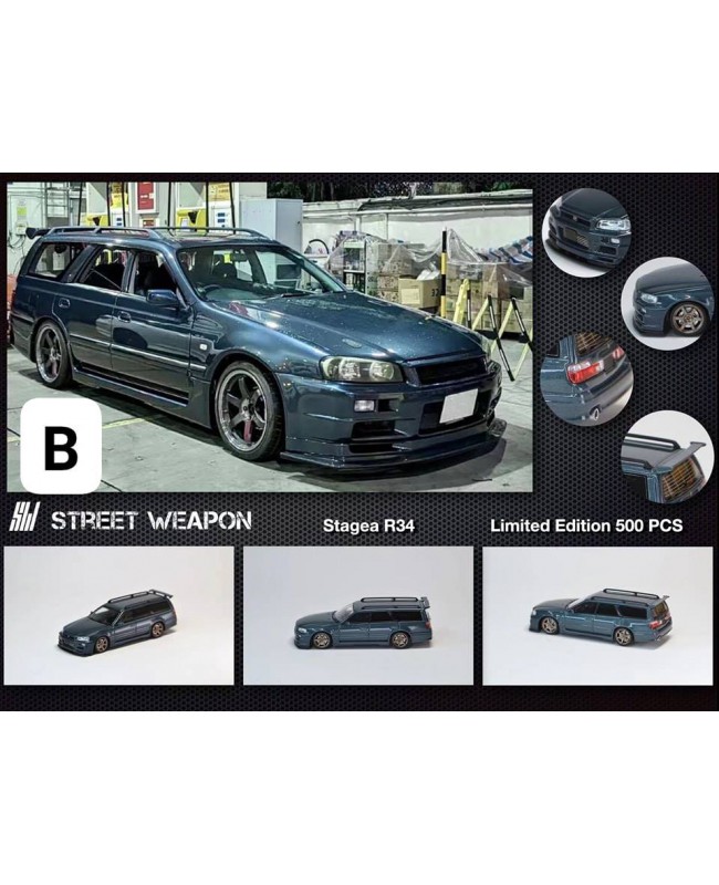 (預訂 Pre-order) Street Weapon 1:64 Stagea R34 午夜色 (限量500臺) (Diecast car model) 