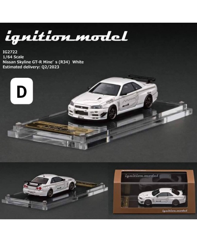 (預訂 Pre-order) Ignition Model 1/64 HIGH-END RESIN COLLECTION IG2722 Nissan Skyline GT-R Mine's (R34)  White
