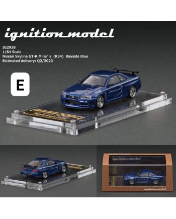 (預訂 Pre-order) Ignition Model 1/64 HIGH-END RESIN COLLECTION IG2938 Nissan Skyline GT-R Mine's (R34)  Bayside Blue 