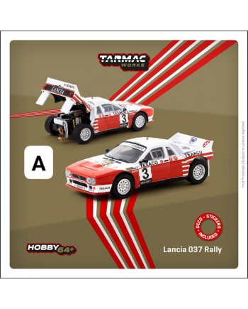 (預訂 Pre-order) Tarmac Works 1/64 Lancia 037 Rally Rally Van Haspengouw 1985 Winner P. Snijers / D. Colebunders (T64P-TL002-85RVH03) (Diecast car model)