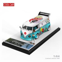 (預訂 Pre-order) CoolCar 1/64 VW T1 限量499台(Diecast car model) Love&Peace (藍白色) 人偶版