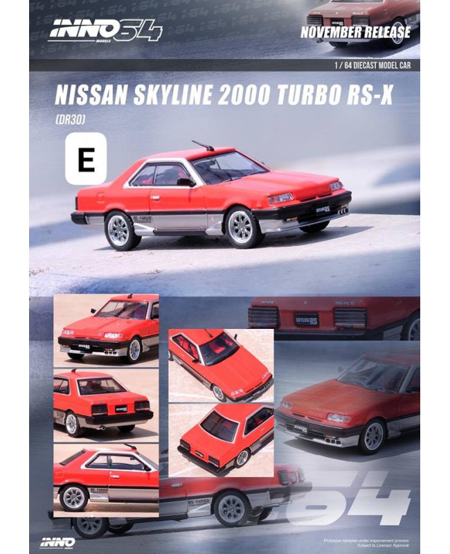 (預訂 Pre-order) Inno64 NISSAN SKYLINE 2000 TURBO RS-X (DR30) Red/Silver IN64-R30-RESL (Diecast car model)