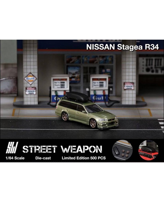 (預訂 Pre-order) Street Weapon 1:64 Stagea R34 (Diecast car model) Green