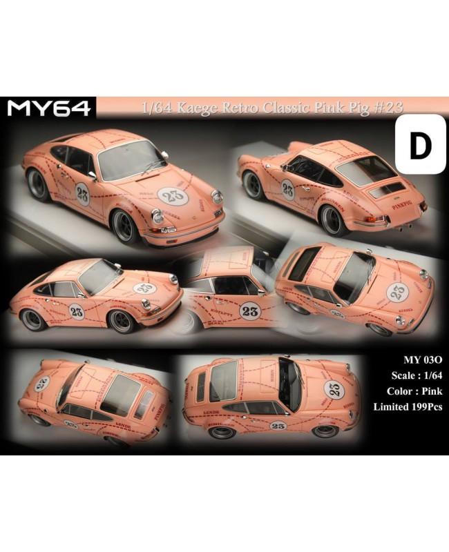 (預訂 Pre-order) MY64 Kaege Retro Classic 911 Pink Pig Livery  經典粉豬23號塗裝 (Resin car model) 限量199台