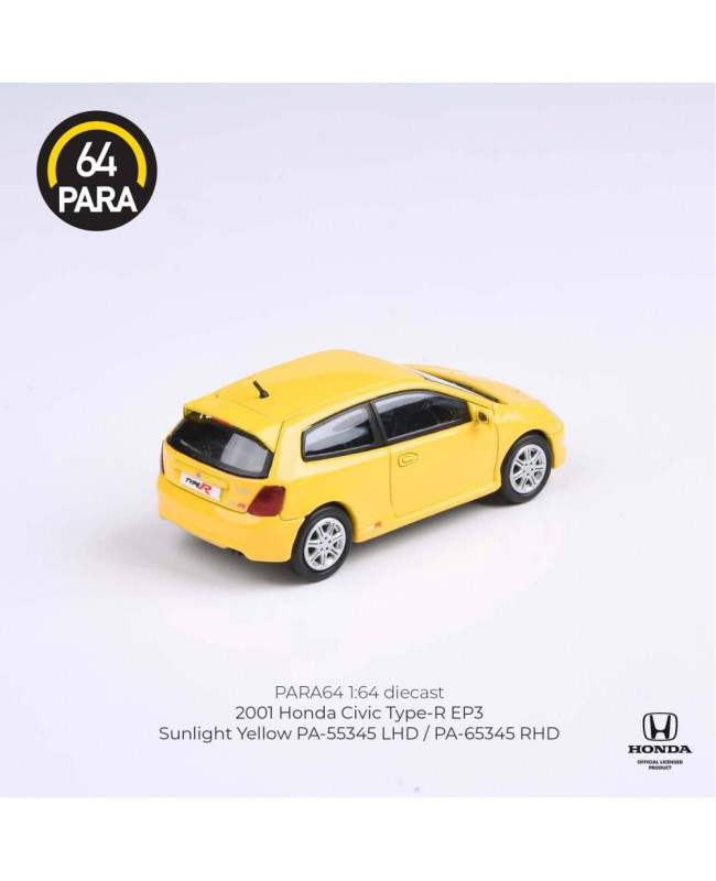(預訂 Pre-order) PARA64 1/64 2001 Honda Civic Type R EP3 Sunlight Yellow (RHD) (Diecast car model)