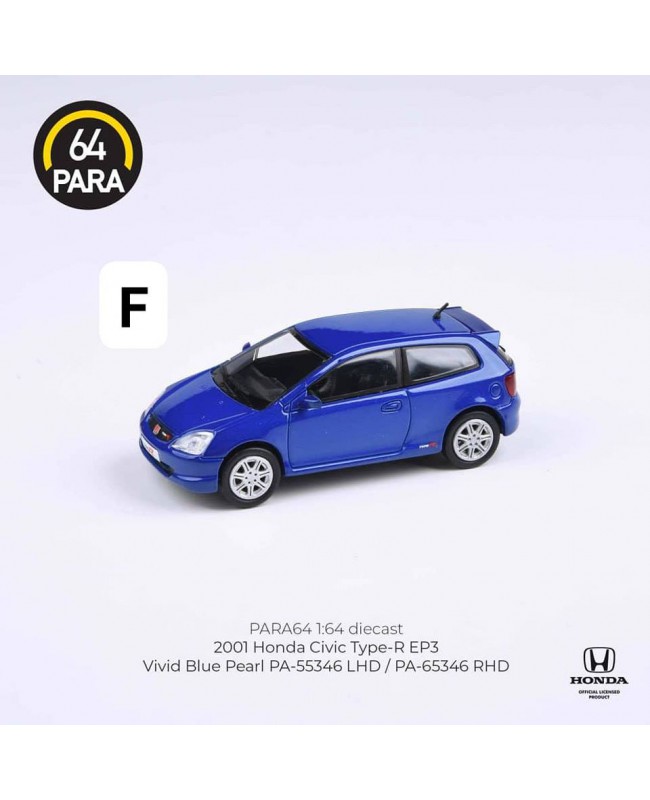 (預訂 Pre-order) PARA64 1/64 2001 Honda Civic Type R EP3 Vivid Blue Pearl (RHD) (Diecast car model)