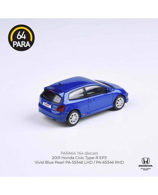 (預訂 Pre-order) PARA64 1/64 2001 Honda Civic Type R EP3 Vivid Blue Pearl (RHD) (Diecast car model)