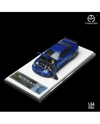 (預訂 Pre-order) Timemicro TM 1/64 NISSAN GTR34 開蓋限量版 狂野時速 (Diecast car model) 限量699台 藍色人偶透明亞克力底座版