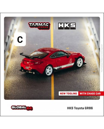 (預訂 Pre-order) TARMAC WORKS 1/64 HKS Toyota GR86, Red (#T64G-038-RE) (Diecast car model)