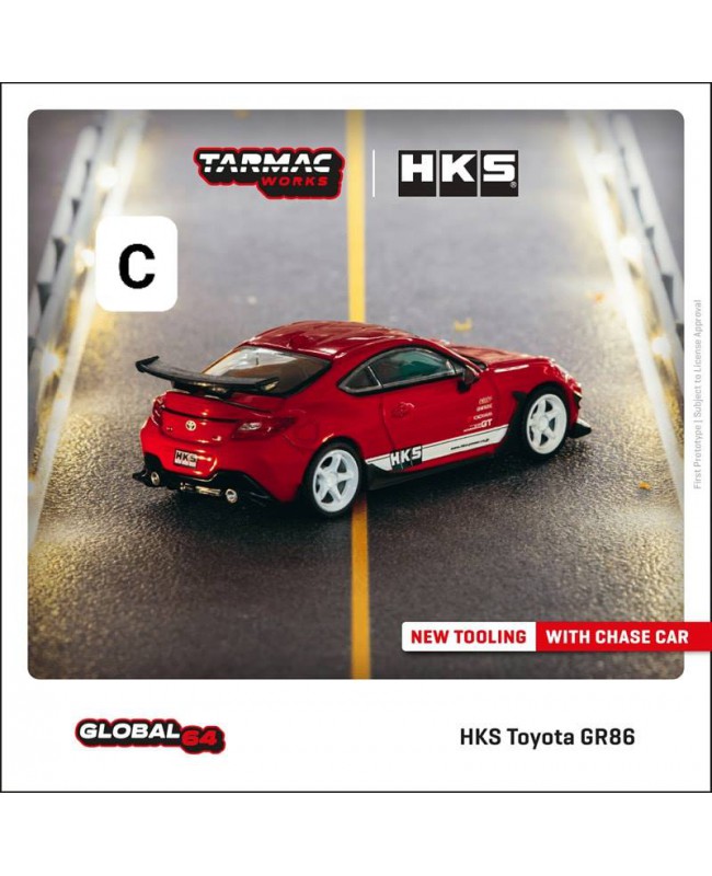 (預訂 Pre-order) TARMAC WORKS 1/64 HKS Toyota GR86, Red (#T64G-038-RE) (Diecast car model)