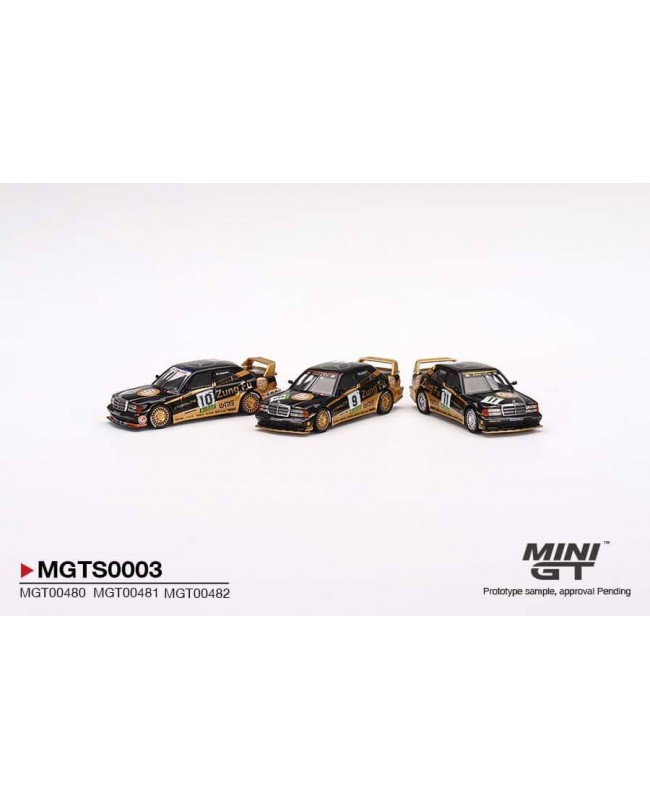 (預訂 Pre-order) MINI GT 1/64 Mercedes-Benz 190E 2.5-16 Evolution II 1991 Macau Guia Race of Macau AMG/Zung Fu 3 Cars Set Limited Edition 3000 - HK Exclusive (MGTS0003) (Diecast car model)