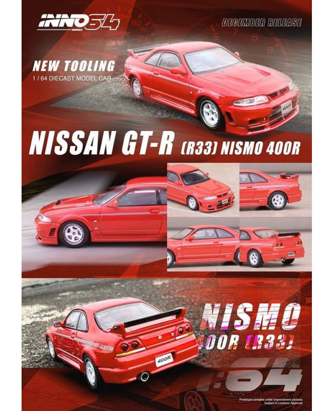 (預訂 Pre-order) Inno64 IN64-400R-SCR Nissan Skyline GT-R (R33) NISMO 400R Super Clear Red II (Diecast car model)