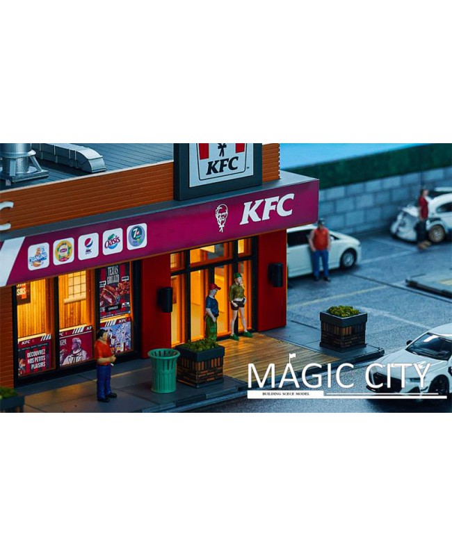 (預訂 Pre-order) Magic City 1/64 場景 (不連圖中人偶,小車) KFC 連停車場 (110043)
