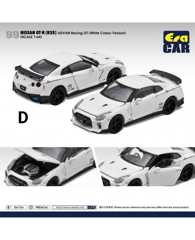 (預訂 Pre-order) ERA CAR 1/64 2020 Nissan GT-R (Diecast car model) 2020 Nissan GT-R ADVAN Racing GT 
(White Colour Verison) NS21GTR99 4897099932819