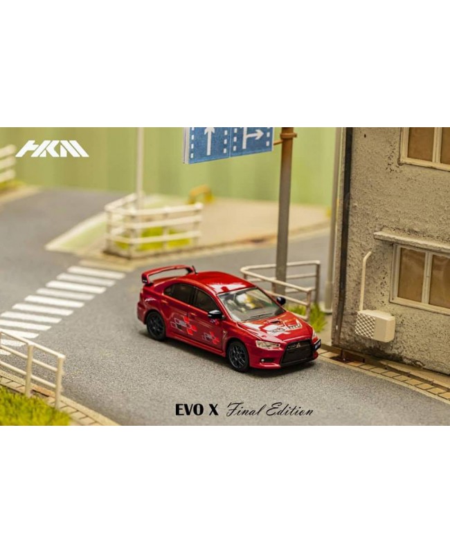 (預訂 Pre-order) HKM 1:64 Lancer Evolution EVO X Final Edition (Diecast car model) Ralliart (黑前罩) Palma Red
