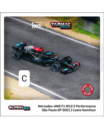 (預訂 Pre-order) TARMAC WORKS T64G-F037-LH2  Mercedes-AMG F1 W12 E Performance  São Paulo Grand Prix 2021 Winner / Lewis Hamilton (Diecast car model)