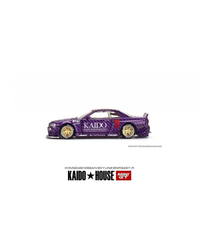(預訂 Pre-order) MINI GT × KAIDO House KHMG048 Nissan Skyline GT-R R34 Kaido Works V1 紫色 (Diecast car model)