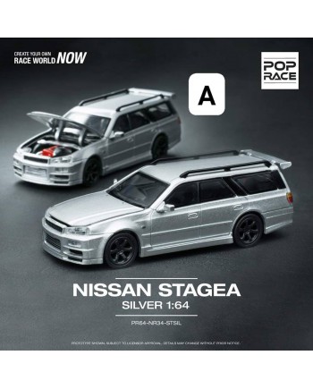 (預訂 Pre-order) Pop Race 1/64 Nissan Stagea Sliver (PR64-NR34-STSIL) (Diecast car model)